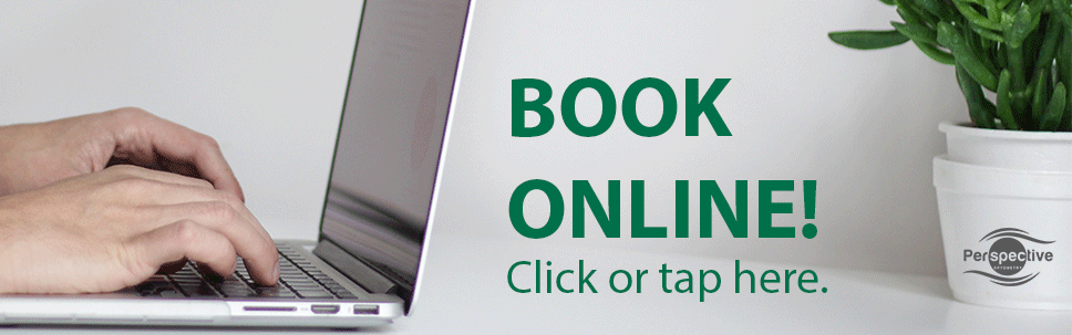 Book an appointment online - patient on the computer booking his Vancouver vision therapy appointment on a laptop